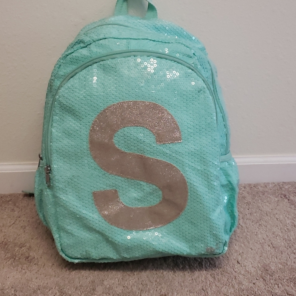 Used Justis backpack letter S Sequins